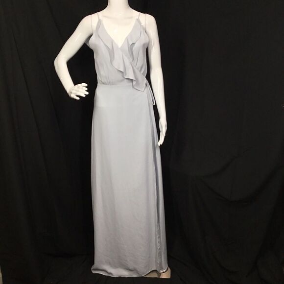 WAYF Jamie Ruffle Wrap Gown in Ocean Mist (G6) - Picture 1 of 7